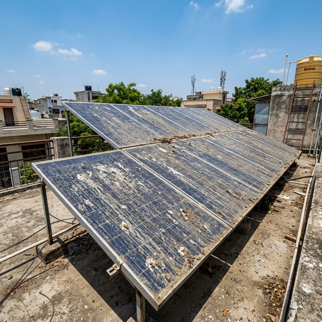 Dirty solar panel before cleaning